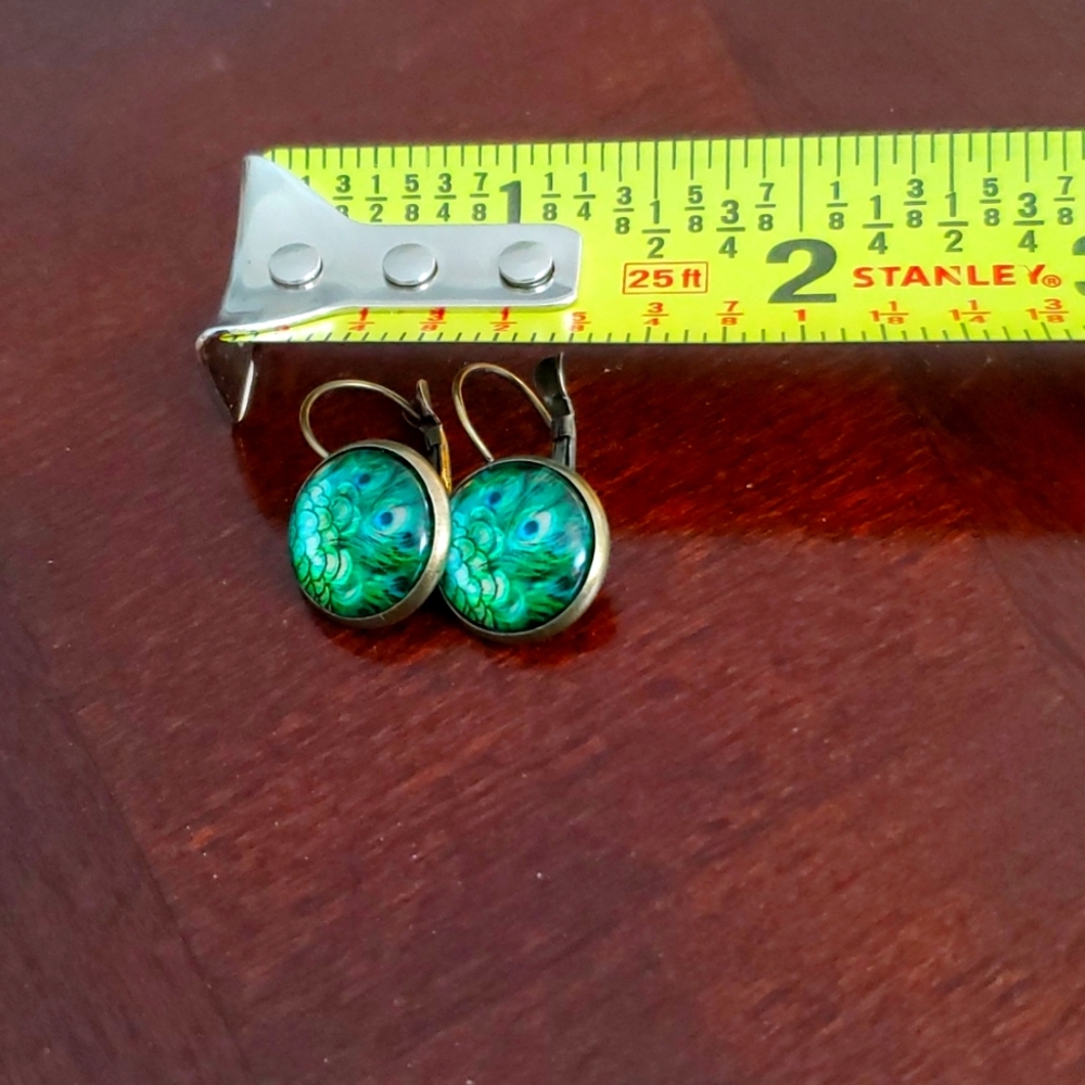 01 pair of green stone earrings